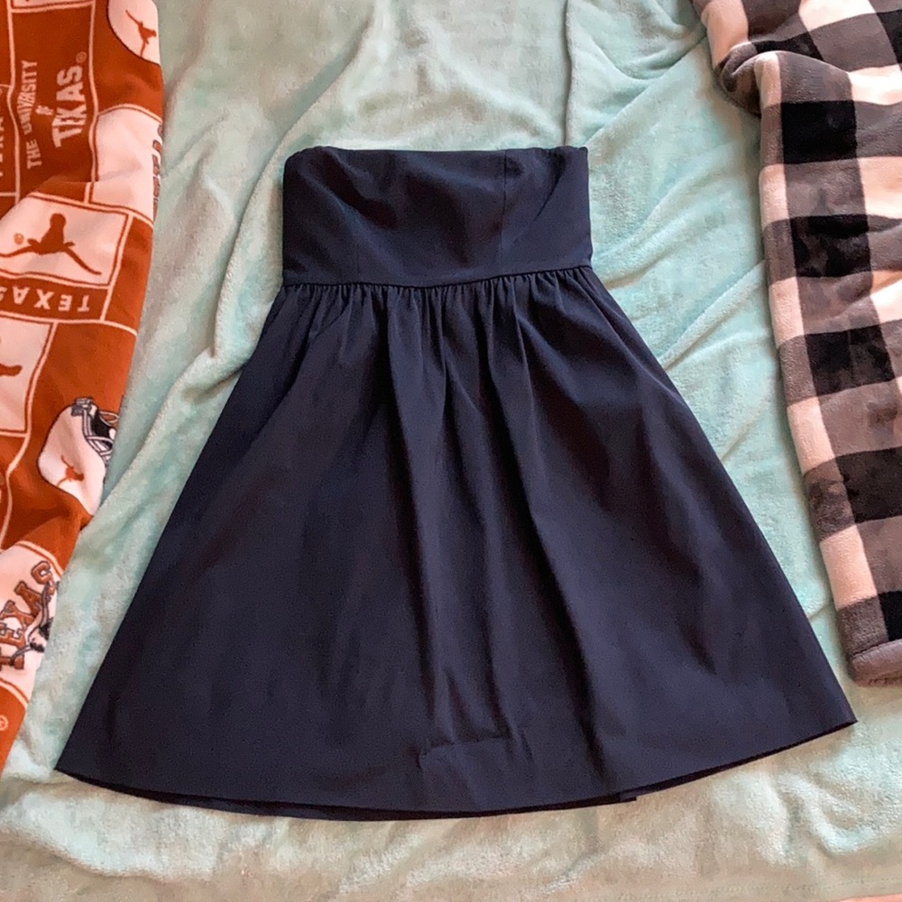 J. Crew navy strapless A line dress